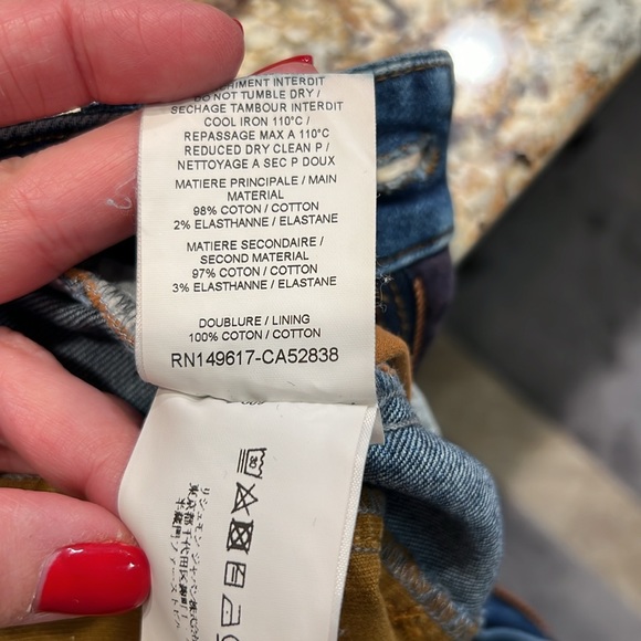 See by Chloe Mid Rise Flare Wide Leg Patchwork Velvet Striped Jeans 26 - Picture 8 of 9